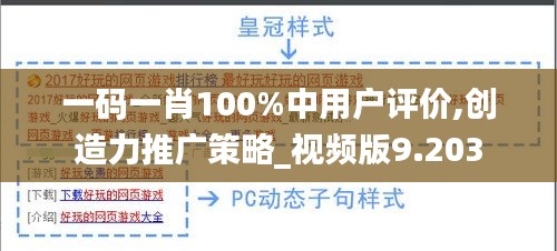 一碼一肖100%中用戶評價(jià),創(chuàng)造力推廣策略_視頻版9.203