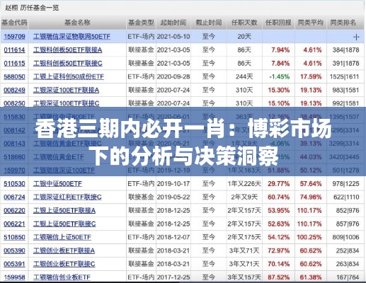 香港三期內(nèi)必開一肖：博彩市場(chǎng)下的分析與決策洞察