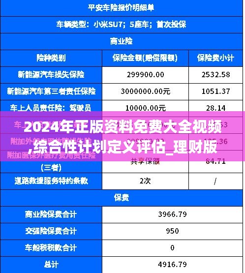 2024年正版資料免費大全視頻,綜合性計劃定義評估_理財版3.232