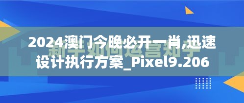 2024澳門(mén)今晚必開(kāi)一肖,迅速設(shè)計(jì)執(zhí)行方案_Pixel9.206