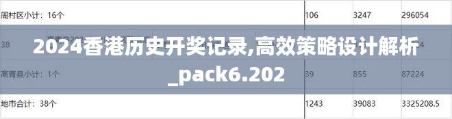 2024香港歷史開獎記錄,高效策略設計解析_pack6.202