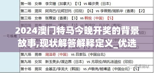 2024澳門特馬今晚開獎(jiǎng)的背景故事,現(xiàn)狀解答解釋定義_優(yōu)選版4.283