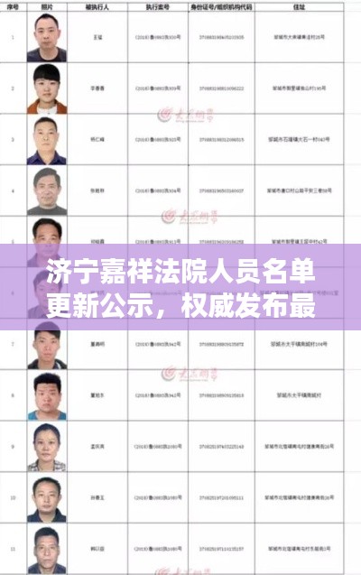 濟寧嘉祥法院人員名單更新公示，權威發(fā)布最新名單