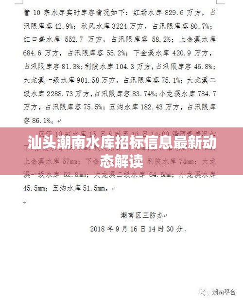 汕頭潮南水庫招標(biāo)信息最新動態(tài)解讀